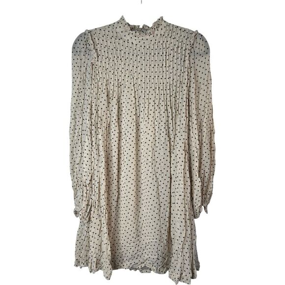 Ganni Revolve Printed Georgette Mini Dress polka Dot Size EU 36 US NWOT - Picture 1 of 9